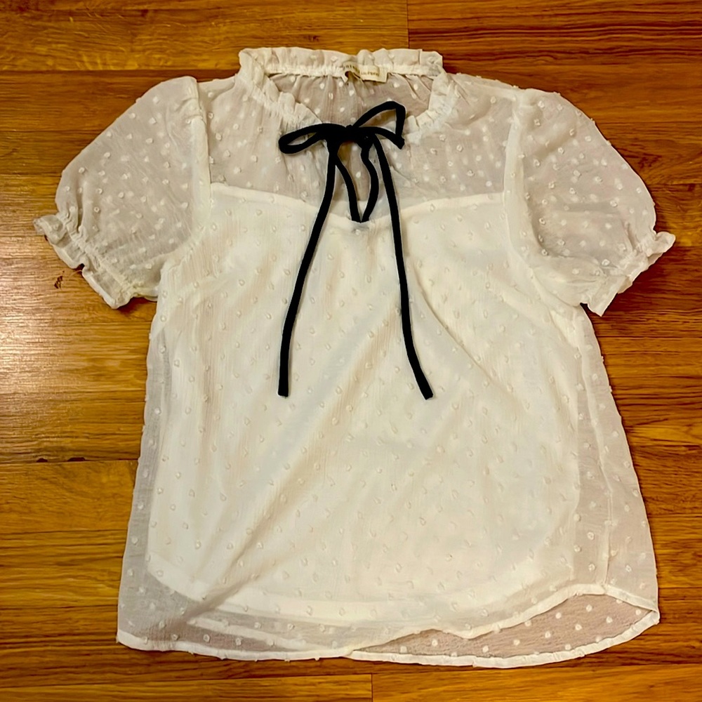 Monteau Los Angeles White Blouse with Black detail